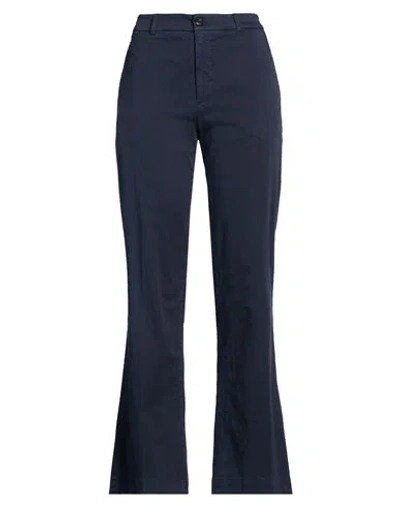 40weft Woman Pants Navy Size 6 Cotton, Elastane In Blue