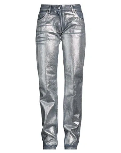 Msgm Woman Jeans Silver Size 8 Cotton In Silver