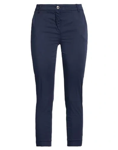 Take-two Woman Pants Midnight Blue Size 8 Cotton, Elastane In Blue