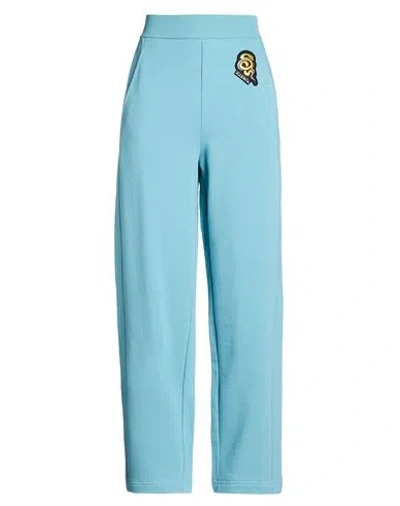 Max & Co . Woman Pants Turquoise Size L Cotton In Blue