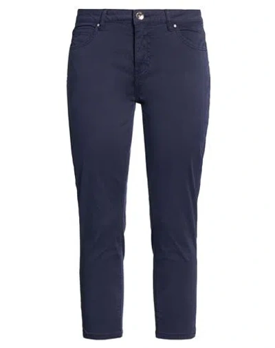 Take-two Woman Pants Navy Size 32 Cotton, Elastane In Blue