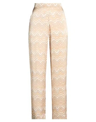 Hemisphere Cashmere Woman Pants Beige Size Xl Silk, Elastane In Sand