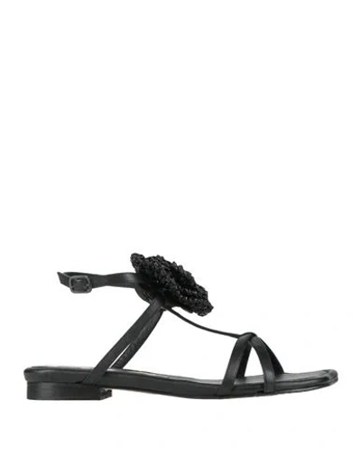 Ras Woman Sandals Black Size 8 Leather In Black
