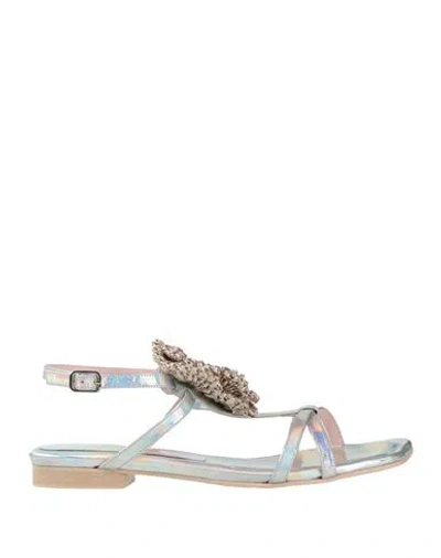 Ras Woman Sandals Silver Size 7 Leather In Multi