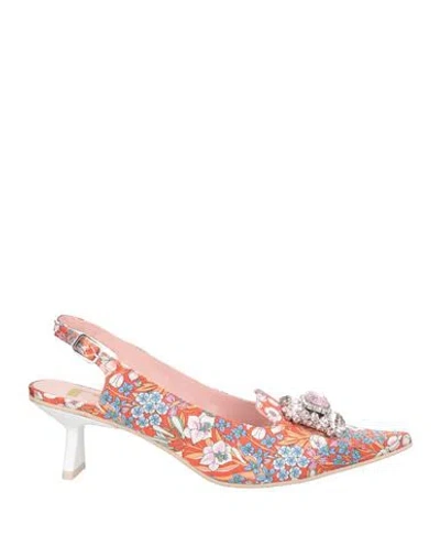 Ras Woman Pumps Orange Size 8 Textile Fibers In Multi