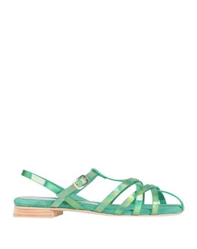 Ras Woman Sandals Green Size 7 Leather In Green