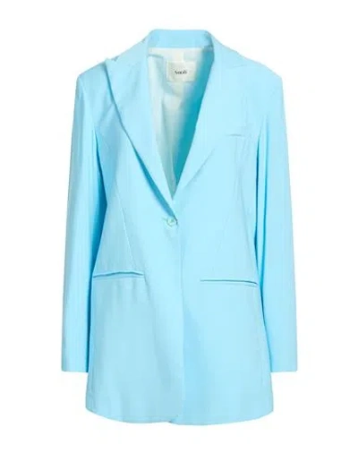 Suoli Woman Blazer Sky Blue Size 6 Viscose, Polyester In Blue