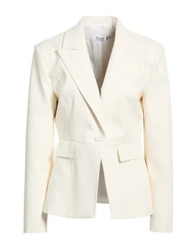 Please Woman Blazer Ivory Size L Polyurethane, Viscose In Neutral