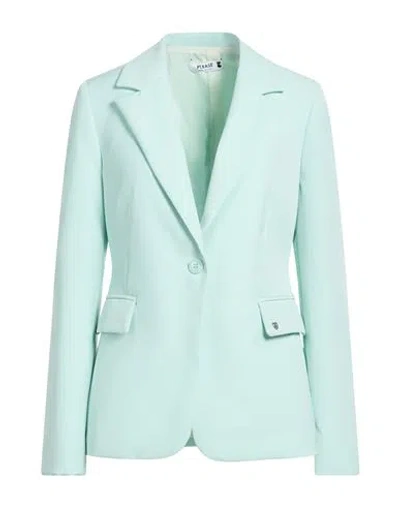 Please Woman Blazer Sky Blue Size M Polyester, Elastane In Green