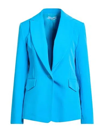 King Kong Woman Blazer Azure Size 8 Polyester, Elastane In Blue