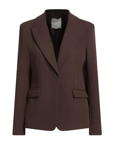 King Kong Woman Blazer Chocolate Brown Size 8 Polyester In Animal Print