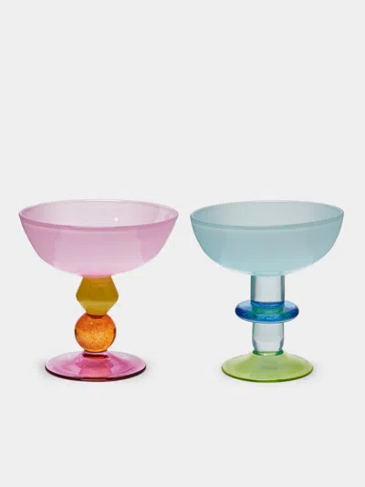 Gather Miami Hand-blown Glass Ice Cream Coupes (set Of 2) In Transparent