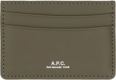 Apc A.p.c. Card Holder André In Leather In Green