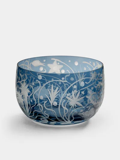 Artel Atlantis Hand-engraved Crystal Small Bowl In Blue