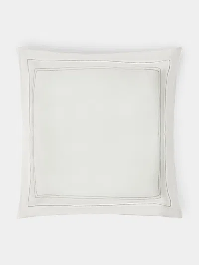 Volga Linen Hem-stitch Linen Square Pillowcases (set Of 2) In White