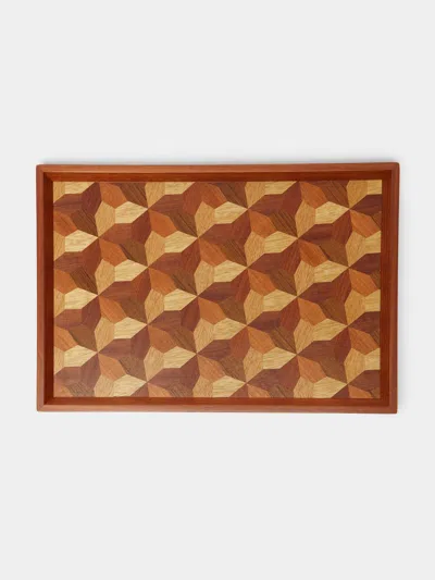 Mori Kougei Poke Wood Tray (15in/38.5cm) In Brown