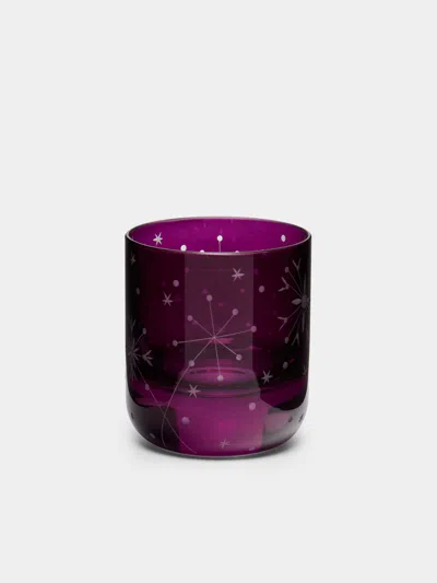 Artel Fireworks Hand-engraved Crystal Votive Candle Holders (set Of 2) In Purple