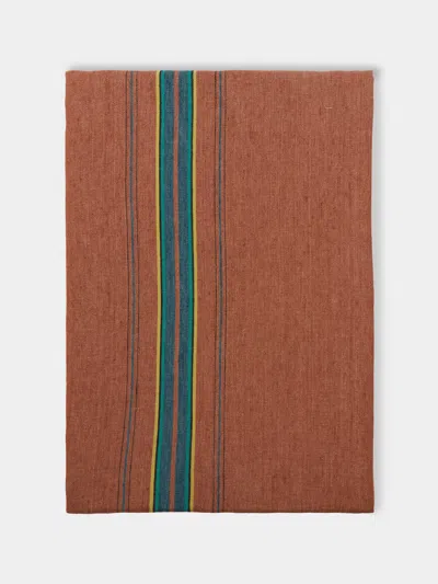 Libeco Ontario Stripe Belgian Linen Rectangular Tablecloth (108in/2.75m) In Multi