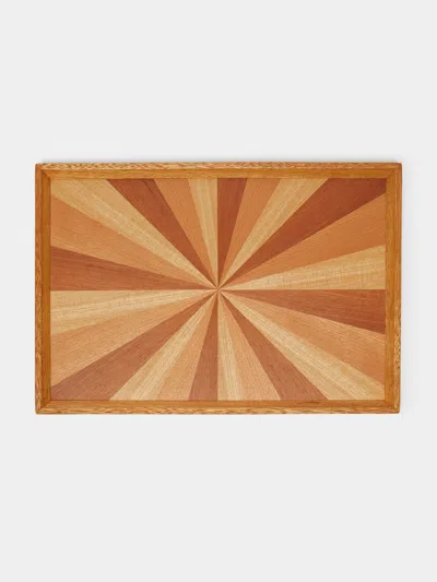 Mori Kougei Poke Wood Tray (15in/38.5cm) In Multi