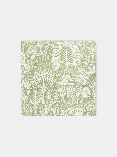The Table Love The Savanna Block-printed Linen Napkins (set Of 4) In Green