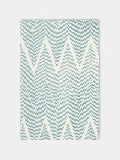 The Table Love The Zigzag Block-printed Linen Tablecloth (102.5in/2.6m) In Green