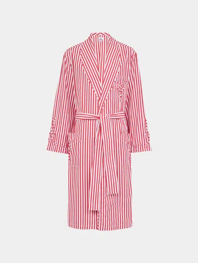 Sébline Frogging Hand-embroidered Cotton Pyjama Shirt Dress Size: S Sebline Abask Luxury Gift In Red