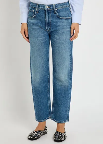 Citizen Of Humanity Citizens Of Humanity Lindz Tuxedo Stripe High Rise Easy Straight Jeans In Liro In Blue