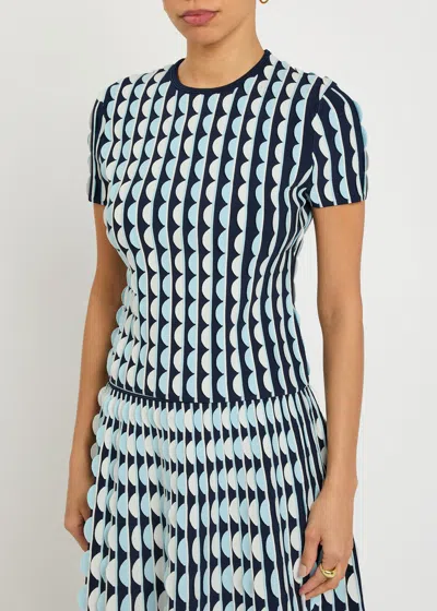 Simkhai Kendra Knitted Scalloped Top In Blue