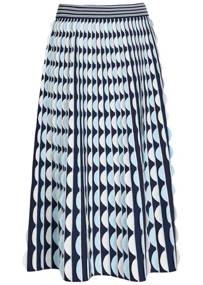 Simkhai Micah Knitted Scalloped Midi Skirt In Blue