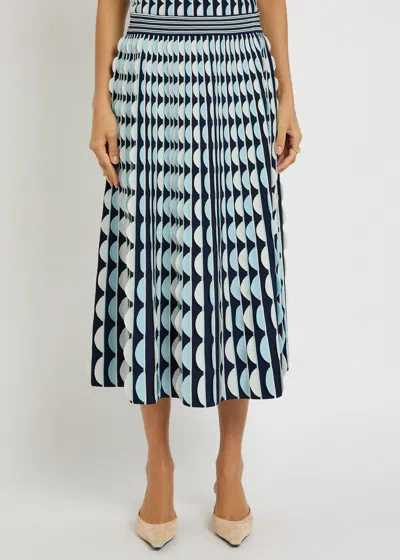 Simkhai Micah Knitted Scalloped Midi Skirt In Blue