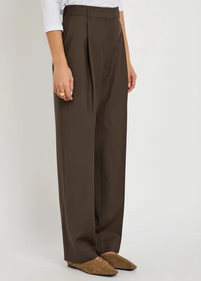 Totême Toteme Straight-leg Wool Trousers In Brown