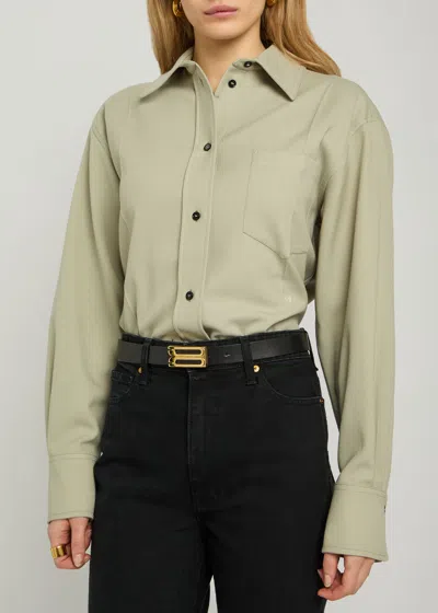 Victoria Beckham Frame Grained Leather Belt In Black