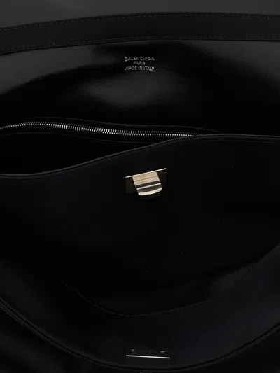 Balenciaga Medium Handbag With Top Handle And Metallic Hardware In Black