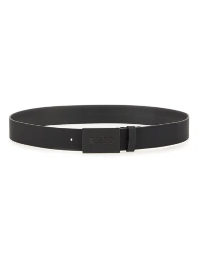 Hugo Boss Logo Belt Adjustable Length In Black