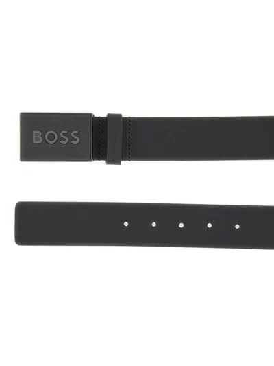 Hugo Boss Logo Belt Adjustable Length In Black