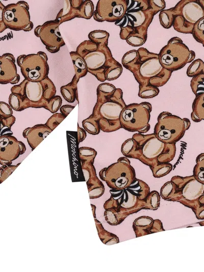 Moschino Kids All-over Printed Cropped T-shirt In Pink