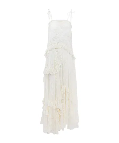 Chloé Spaghetti-strap Embroidered Lace Maxi Dress In White