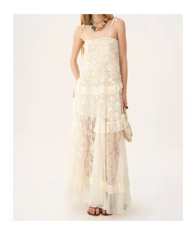 Chloé Spaghetti-strap Embroidered Lace Maxi Dress In White