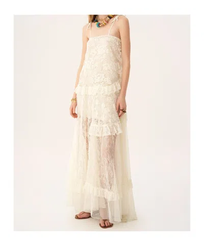 Chloé Spaghetti-strap Embroidered Lace Maxi Dress In White