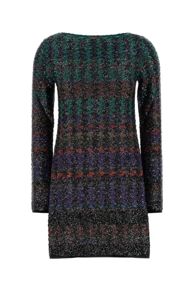 Missoni Embroidered Knit Mini Dress In Multi