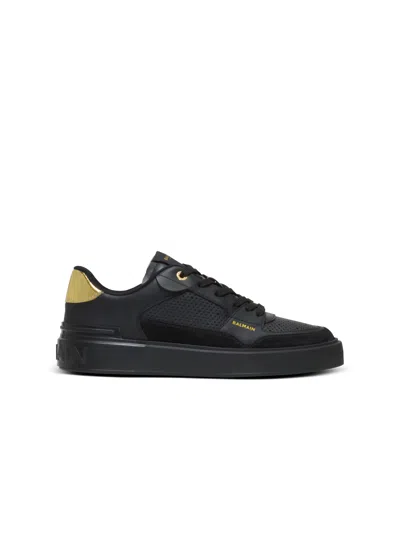 Balmain B-court Flip Sneakers In Calfskin In Black
