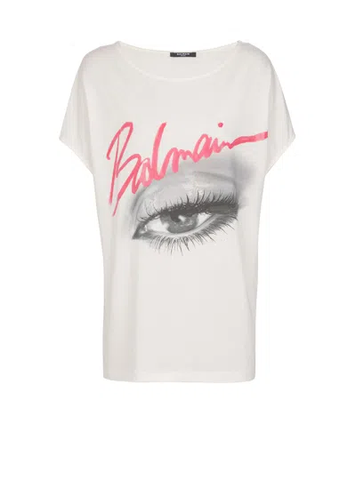 Balmain Eye Print Top In White