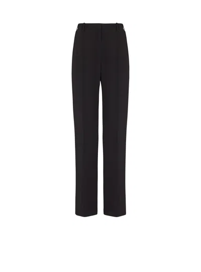 Balmain Crepe Straight-leg Tailored Trousers In Black
