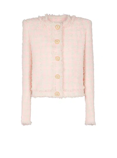 Balmain 5-button Textured Tweed Jacket In Multi