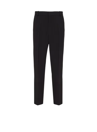 Balmain Tailored Straight Leg Wool Pants In Black