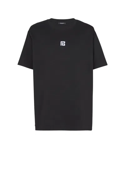 Balmain Logo Embroidered Crewneck T-shirt In Black