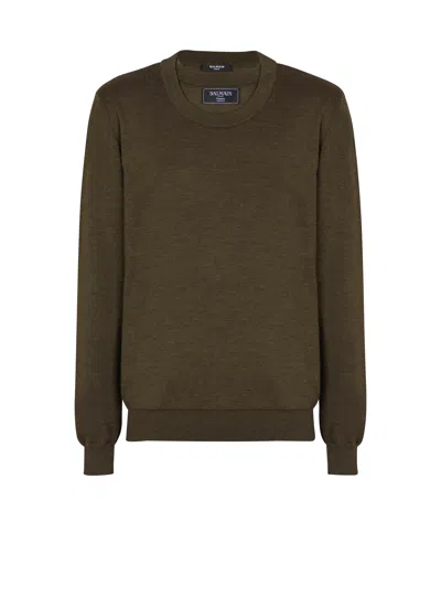 Balmain Knitted Double-collar Jumper In Green