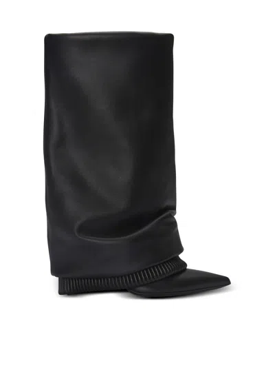 Balmain Calfskin Trouser Boots In Black