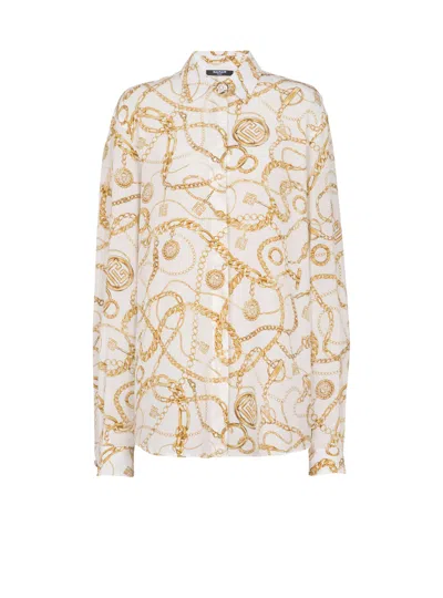 Balmain Printed Chains Long-sleeved Shirt In Multi