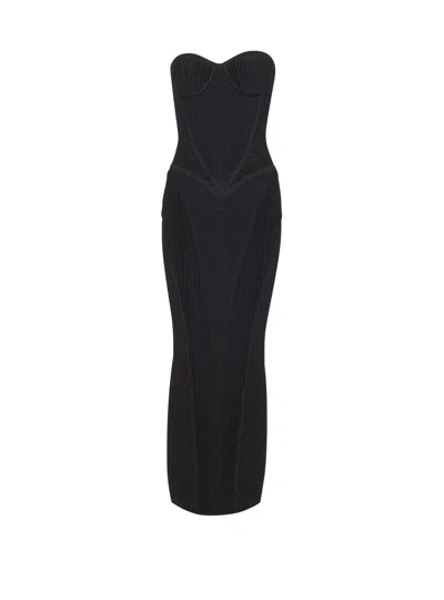 Balmain Strapless Knit Body-con Bustier Dress In Black